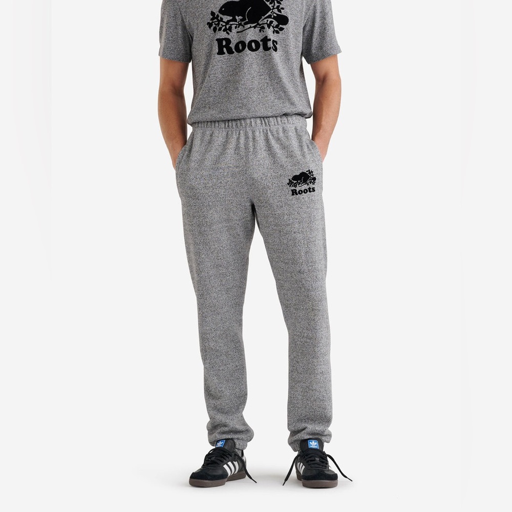 ROOTS Organic Sweat Pants - Salt & Pepper Gray Size Medium